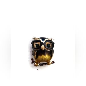 Adorable Gold and Black Owl Enamel Brooch Teacher Librarian Graduation Gift New!